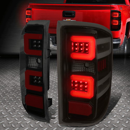 [СВЕТОДИОДНАЯ КРАСНАЯ С-ОБРАЗНАЯ ПЛАНКА]ДЛЯ 14-19 SILVERADO SIERRA ЗАДНИЙ СТОП-СИГНАЛ, ТОНИРОВАННЫЙ