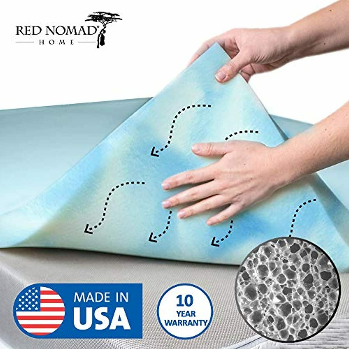 Red Nomad Gel Memory Foam Mattress Pad 3 Inch - California ...