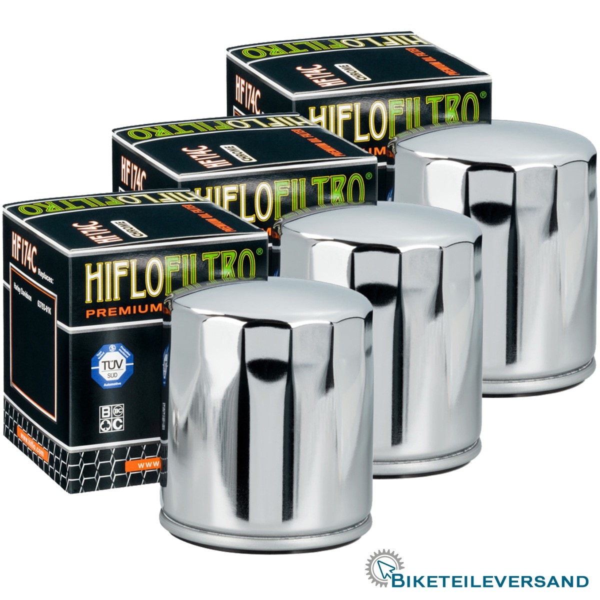 3X HIFLO Premium Ölfilter HF174C CHROM