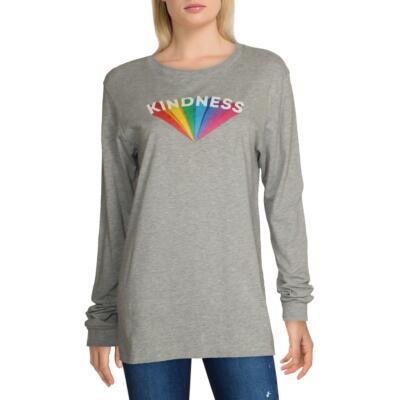 

Женская хлопковая футболка с рисунком Girl Dangerous Kindness Top BHFO 6455, Med gray