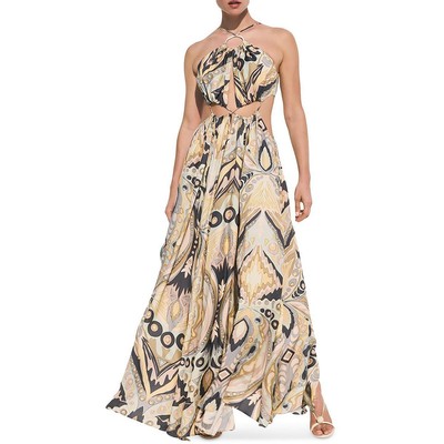 Культовое женское платье на бретелях из смеси зеленого шелка Aphrodite Gaia Womens, макси-платье M BHFO 5333