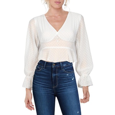

Женская белая укороченная блузка с рюшами Aiden  BHFO 7271, Белый