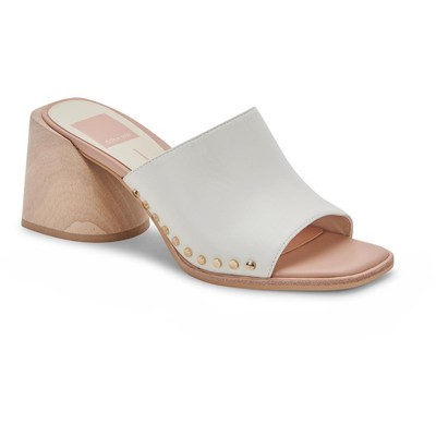 

Dolce Vita Женские кожаные шлепанцы с шипами и открытым носком BHFO 3641, White leather, Amino