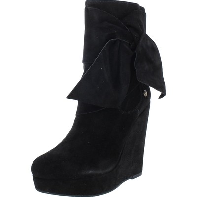 

Calvin Klein Jeans Женские замшевые кожаные сапоги Harper на танкетке с бантом BHFO 3300, Черный, Harper Suede