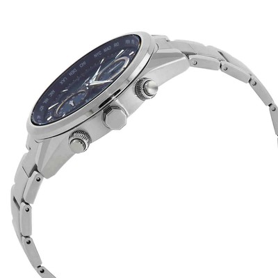 Pre-owned Citizen Eco-drive Perpetual Alarm World Time Chronograph Gmt Blue Dial Men's