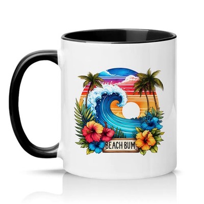 BEACH BUM Unisex 11oz Ceramic Mug Tropical Surf Ocean Wave Summer Gift