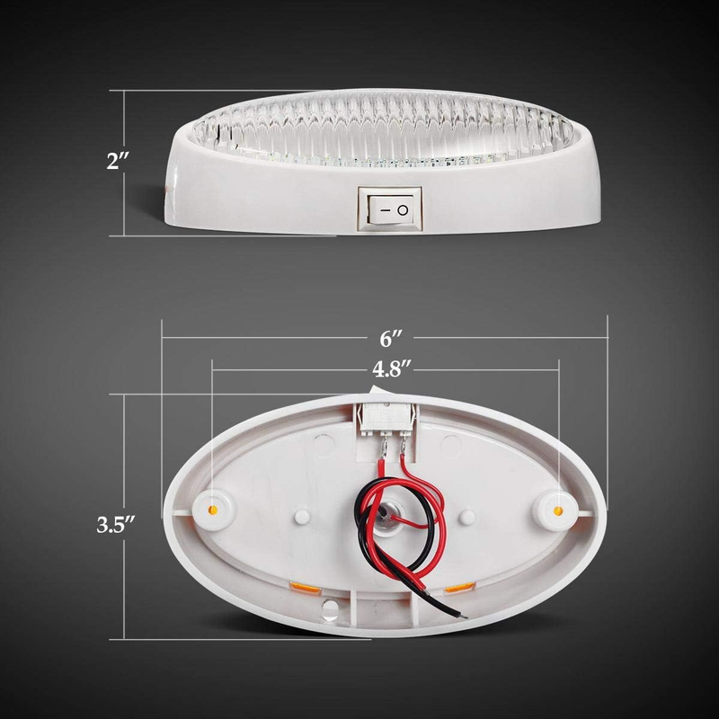 Oval LED RV Exterior Porch Utility Light with Switch 12v Replacement Light for R