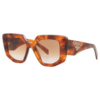 Pre-owned Prada Brown Gradient Irregular Ladies Sunglasses Pr 14zs 18r70e 50