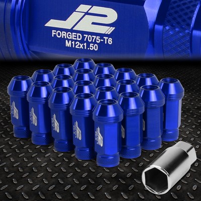 J2 ENGINEERING 7075 АЛЮМИНИЙ M12X1.5 20ШТ 50 ММ ГАЙКИ С НАКАТКОЙ НА ВЕРХНЕЙ ЧАСТИ + КЛЮЧ СИНИЙ
