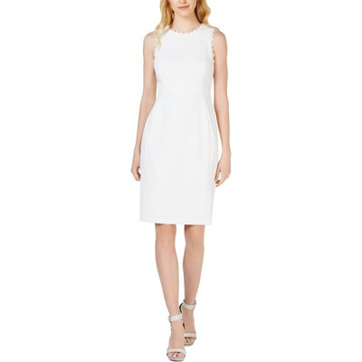 

Calvin Klein Женское белое деловое платье-футляр с кружевной отделкой Petites  BHFO 3759, Белый