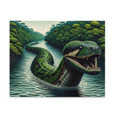 Puzzle 120, 252, 500-Piece Giant Anaconda Peruvian Amazon River Floating Forest