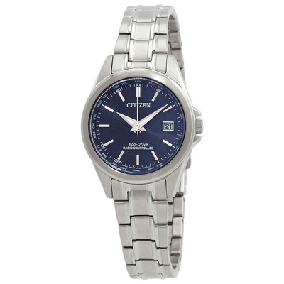 Pre-owned Citizen Eco-drive Perpetual World Time Blue Dial Ladies Watch Ec1180-81l