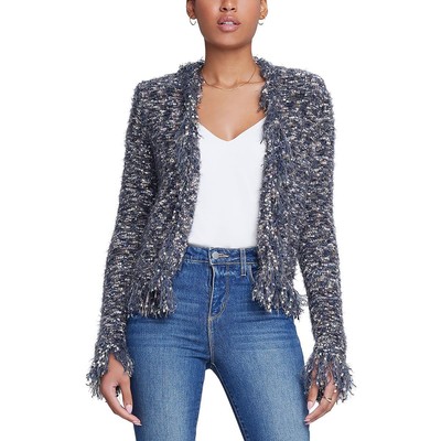 LAgence Womens Gray Eyelash Open Front Shirt Cardigan Sweater Top XS BHFO 9290