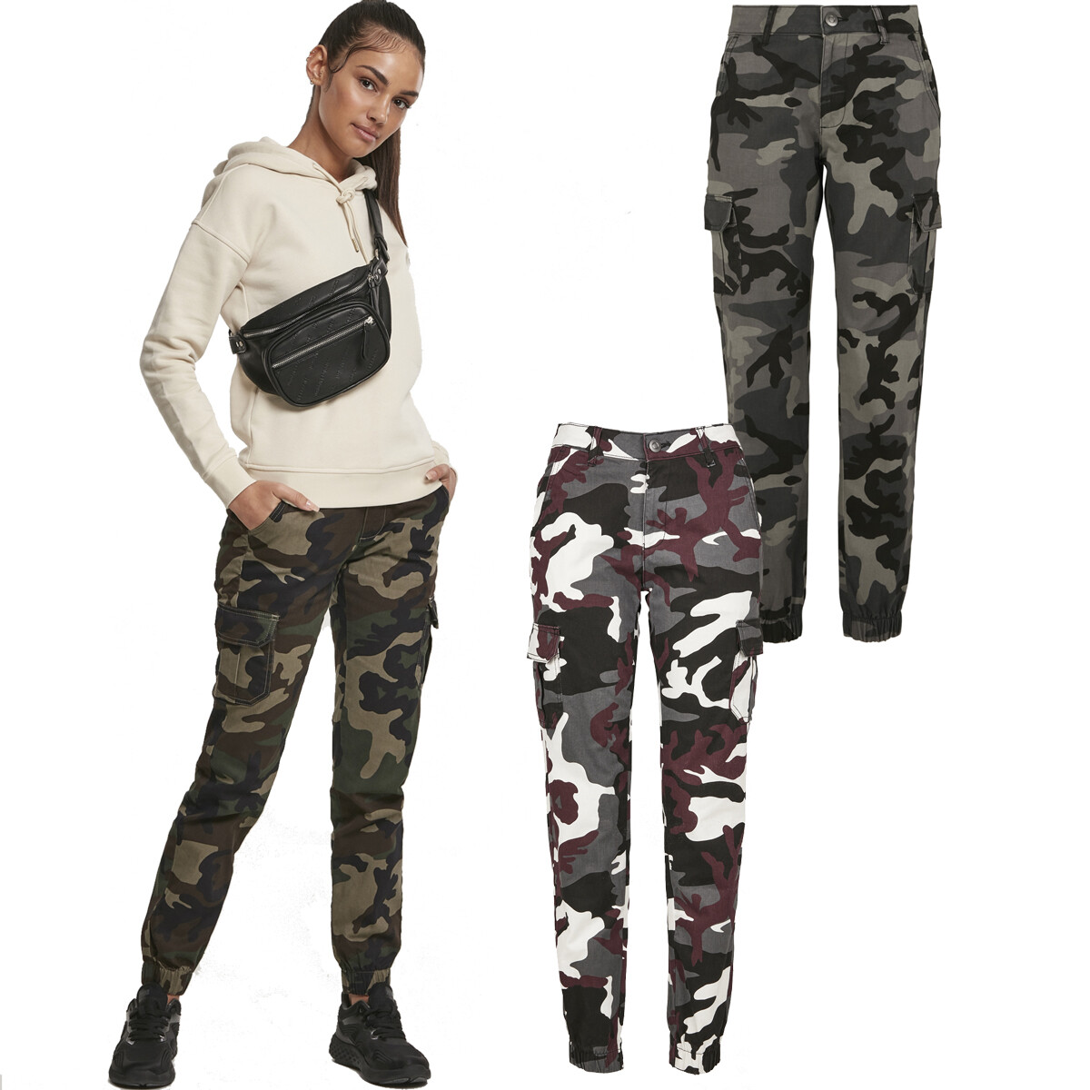 womens high waisted camo trousers