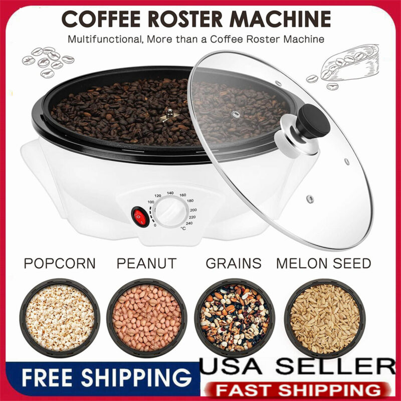 110V Coffee Roaster Machine Electric Coffee Beans Baker Household Roaster 1200W