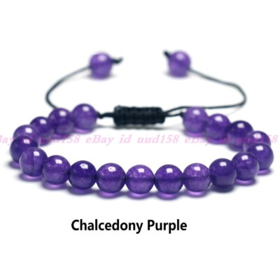 Men Women 8mm Natural Gemstones Braided Macrame Beads Bracelet Adjust Handmade
