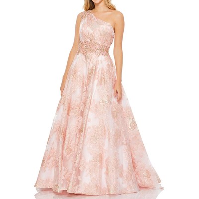 Женское розовое вечернее платье Mac Duggal из парчи с украшениями 2 BHFO 5855