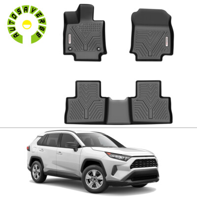 3PCS Floor Mats for 2019-2024 Toyota RAV4 Front & Rear All Weather TPE Protector