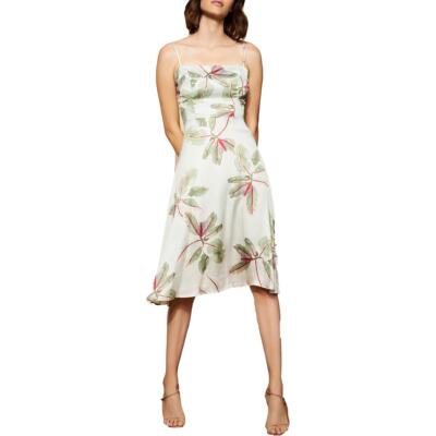 

Женское зеленое платье без рукавов с кулиской и цветочным принтом Hutch  BHFO 5506, Mint satin bali watercolor
