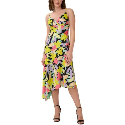 Женское желтое асимметричное длинное вечернее платье миди Aidan by Aidan Mattox 4 BHFO 7950