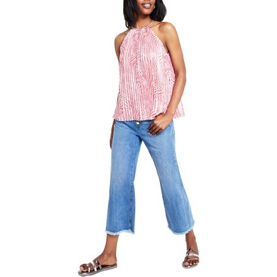 MICHAEL Michael Kors Womens Pink Printed Chiffon Halter Top Blouse L BHFO 2866