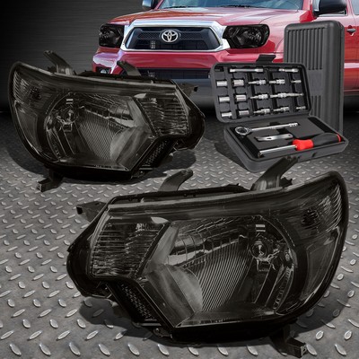 ДЛЯ 12-15 TOYOTA TACOMA ДЫМЧАТЫЙ КОРПУС ПРОЗРАЧНЫХ БОКОВЫХ ФАР ГОЛОВНОГО СВЕТА + НАБОР ИНСТРУМЕНТОВ