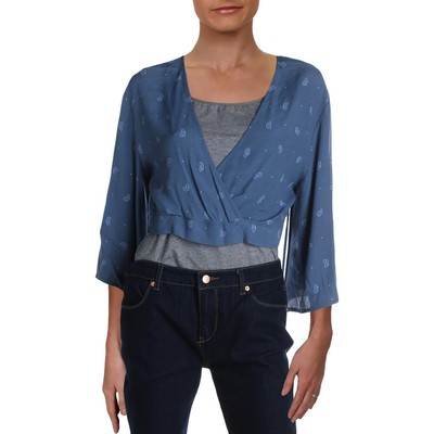

Укороченный топ с v-образным вырезом и принтом Bishop + Young Womens Olivia BHFO 2347, Light blue