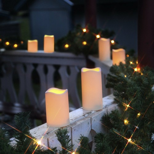 3 X LED Kerze für Außen mit Timer Flackernde Flammenlose Kerzen Outdoor Candle