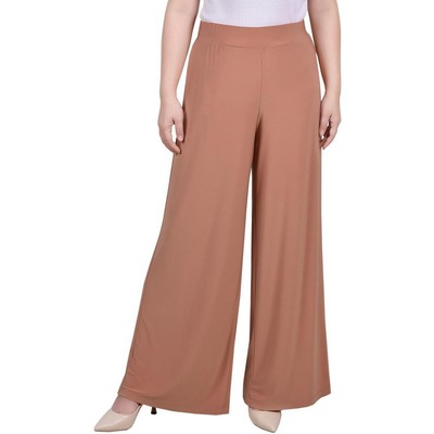 NY Collection Womens Tan Office Mid-Rise Palazzo Pants Petites PL BHFO 9915