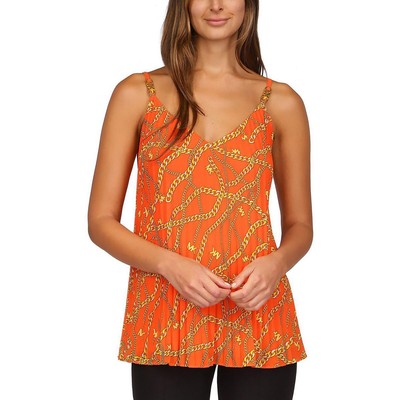 Женская плиссированная майка-топ с оранжевым принтом MICHAEL Michael Kors S BHFO 8568
