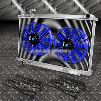 2-РЯДНЫЙ АЛЮМИНИЕВЫЙ РАДИАТОР + 2X12 ВЕНТИЛЯТОРОВ СИНЕГО ЦВЕТА ДЛЯ 03-06 350Z Z33 G35 SKYLINE FAIRLADY