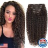 BHF 26 inch Kinky Curly Clip In Hair Extension, Double Weft Full Head Japanese Heat Resistance Fiber 140g Synthetic Hair Extensions For Women 7pieces (#MP4-27-30)
