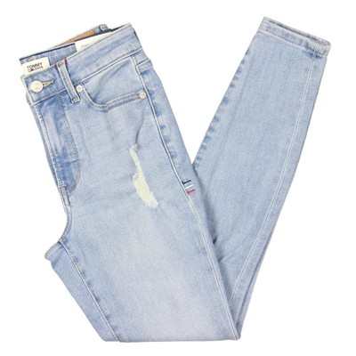 Женские синие джинсы-скинни из потертых джинсов с высокой посадкой Tommy Jeans 28 BHFO 9183