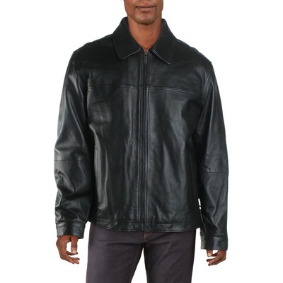Perry Ellis Portfolio Мужская черная зимняя кожаная куртка Верхняя одежда M BHFO 3157
