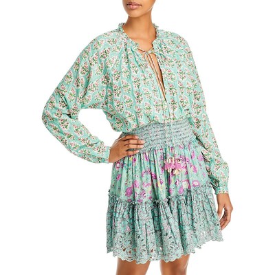 

Женское зеленое платье миди с цветочным принтом Hemant - Nandita  BHFO 1599, Mint macaroon