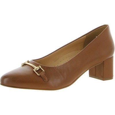 

Женские коричневые кожаные туфли на блочном каблуке Trotters Kenzie 7,5, средний (B,M) BHFO 2609, Luggage