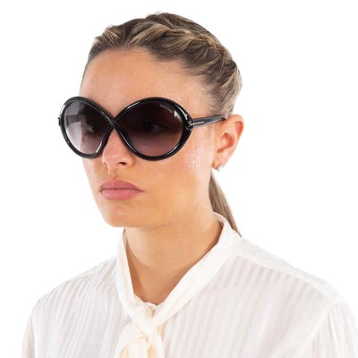 Pre-owned Tom Ford Jada Smoke Gradient Butterfly Ladies Sunglasses Ft1070 01b 68 In Gray