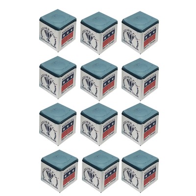 Silver Cup Pool Cue Chalk for Billiards and Snooker  Powder Blue 1 Dozen