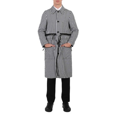 Pre-owned Burberry Men's Black Pattern Gingham Technical Wool Loop-back Car Coat, Brand In Multicolor