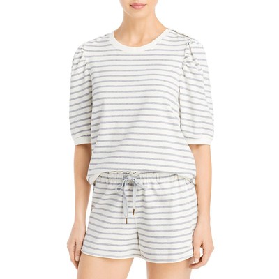 

Женская белая футболка в полоску с круглым вырезом Sundays, топ  BHFO 1336, Gray/white stripe