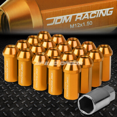 КОМПЛЕКТ ГАЕК JDM ИЗ ЗАКРЫТОГО АЛЮМИНИЕВОГО СПЛАВА ОРАНЖЕВОГО ЦВЕТА С 20 НАКОНЕЧНИКАМИ + ПЕРЕХОДНИК M12X1,5 ДИАМЕТРОМ 25 ММ/ ВЫСОТОЙ 50 ММ