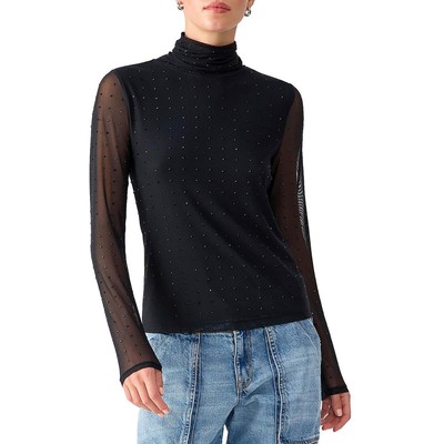 Женская черная водолазка Sanctuary, сетчатая блузка со стразами, топ XS BHFO 7227
