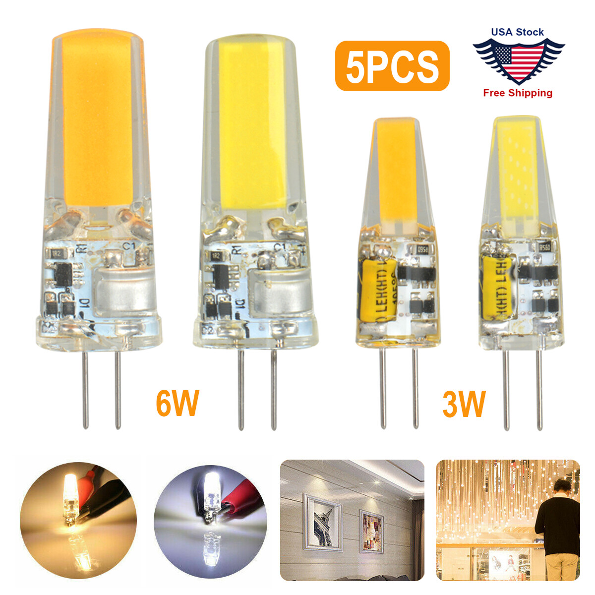 G4 LED 12V AC/DC COB Light 3W 6W High Quality LED G4 COB Lam