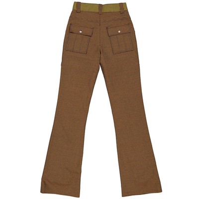Pre-owned Chloé Chloe Ladies In Houndstooth Cotton Wool High-rise Flared Trousers, Brand Size 36 In Multicolor