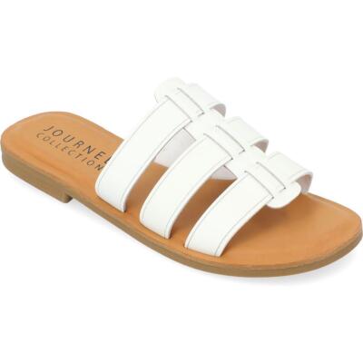 Journee Collection Womens White Flatform Sandals 7.5 Medium (B,M) BHFO 7648