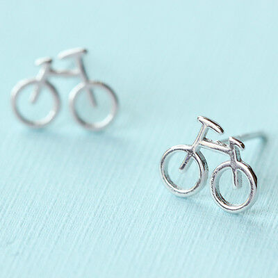 925 Sterling Silver Cycle Bike Cyclist Cycling Studs Earrings Sports