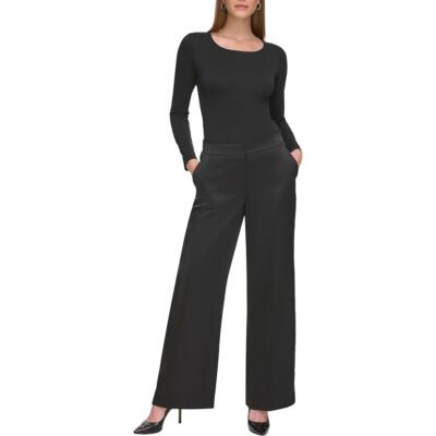 DKNY Womens Wide Leg Satin High Waist Wide Leg Pants BHFO 2923