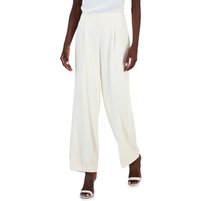 Anne Klein Womens White High Rise Wide Leg Flowy Wide Leg Pants 6 BHFO 3455