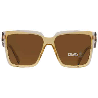 Pre-owned Prada Dark Brown Square Ladies Sunglasses Pr 24zs 14i01t 56 Pr 24zs 14i01t 56