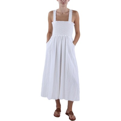 Женское белое макси-платье миди с застежкой-молнией цвета морской волны S BHFO 7243